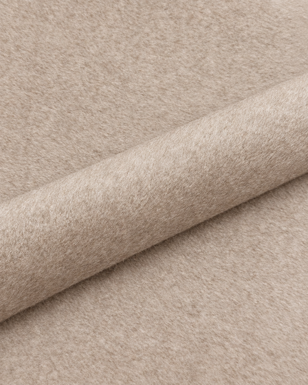 Almond wool fabric detail with a diagonal fold; colour-adjusted image.
