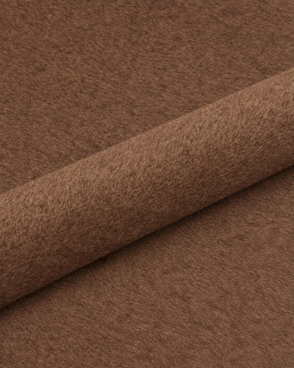 Coffee wool fabric detail with a diagonal fold; colour-adjusted image.