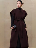 100%Wool sleeveless dress with belt(QMA751)