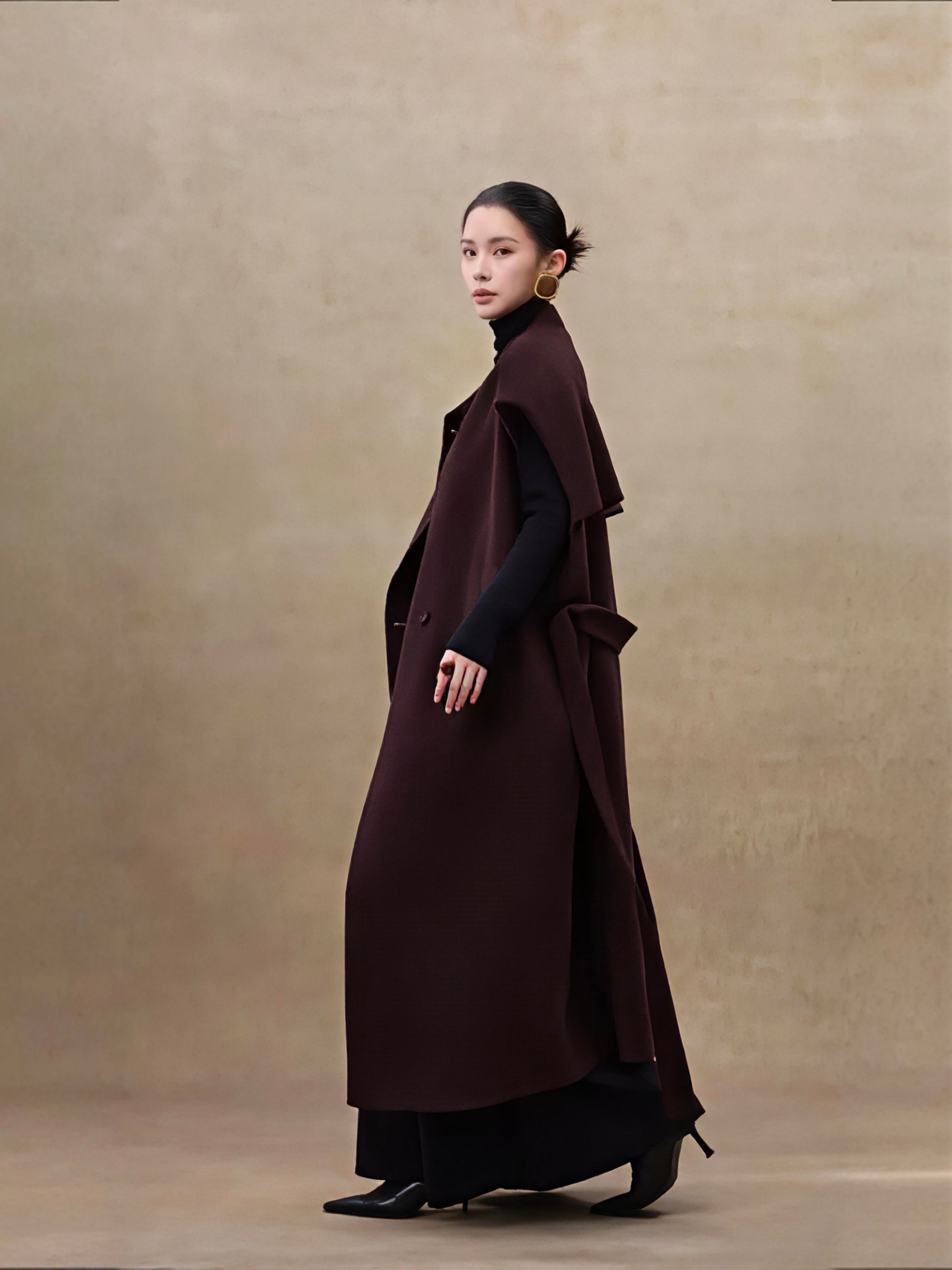 100%Wool sleeveless dress with belt(QMA751)