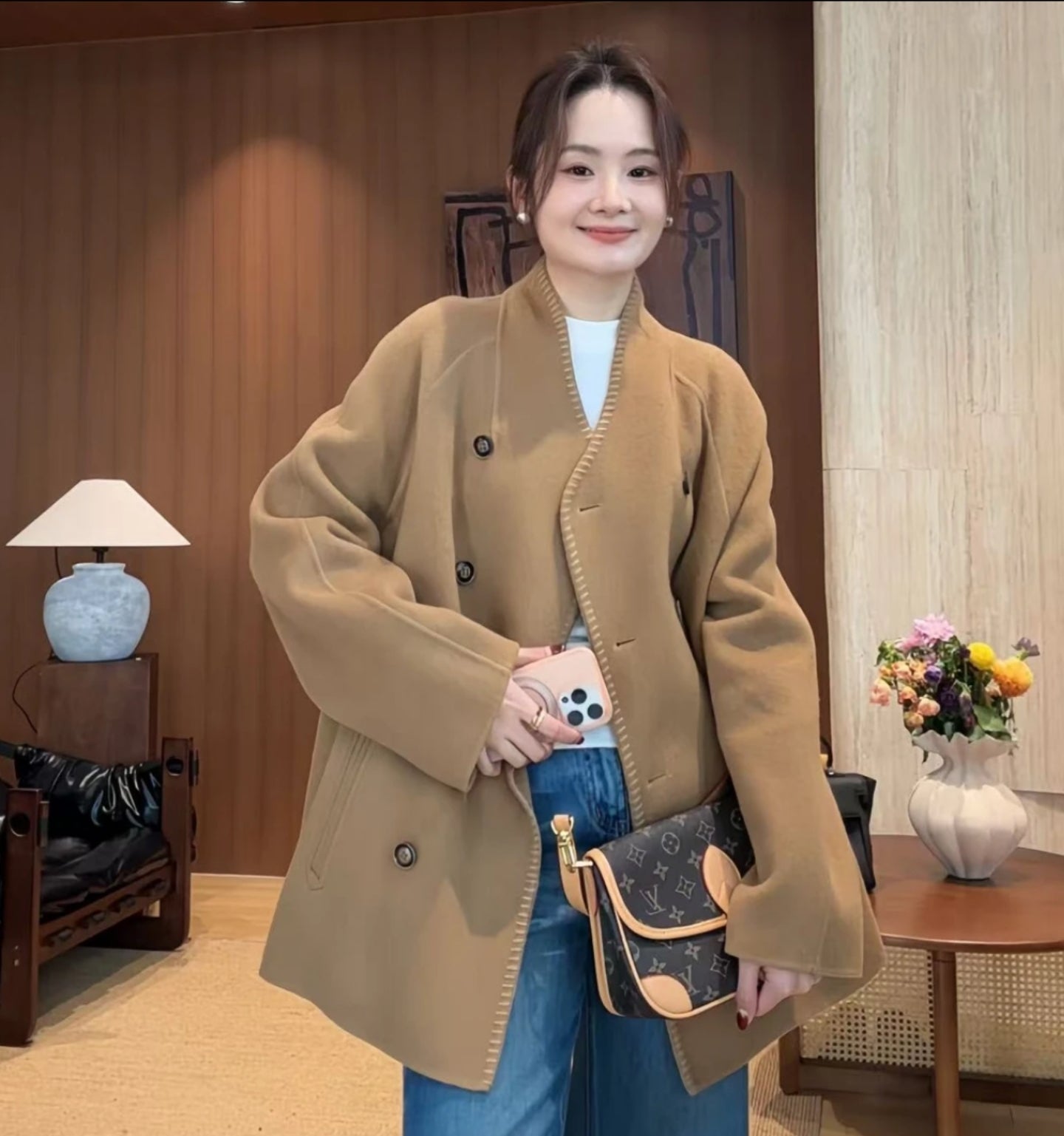 Cashmere & wool women's coat 25219