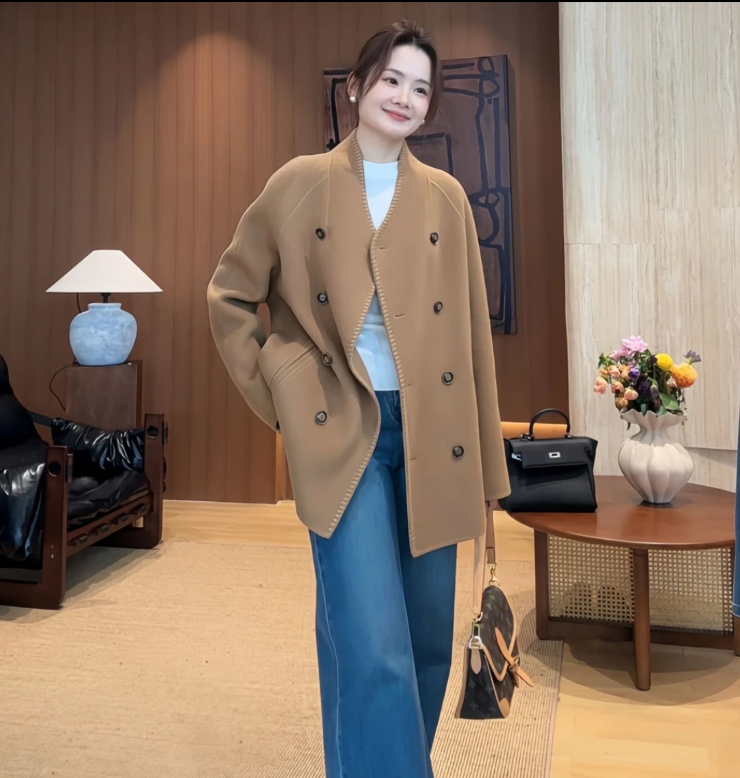 Cashmere & wool women's coat 25219