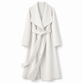 26004 wrap coat in ivory, front view on a white background