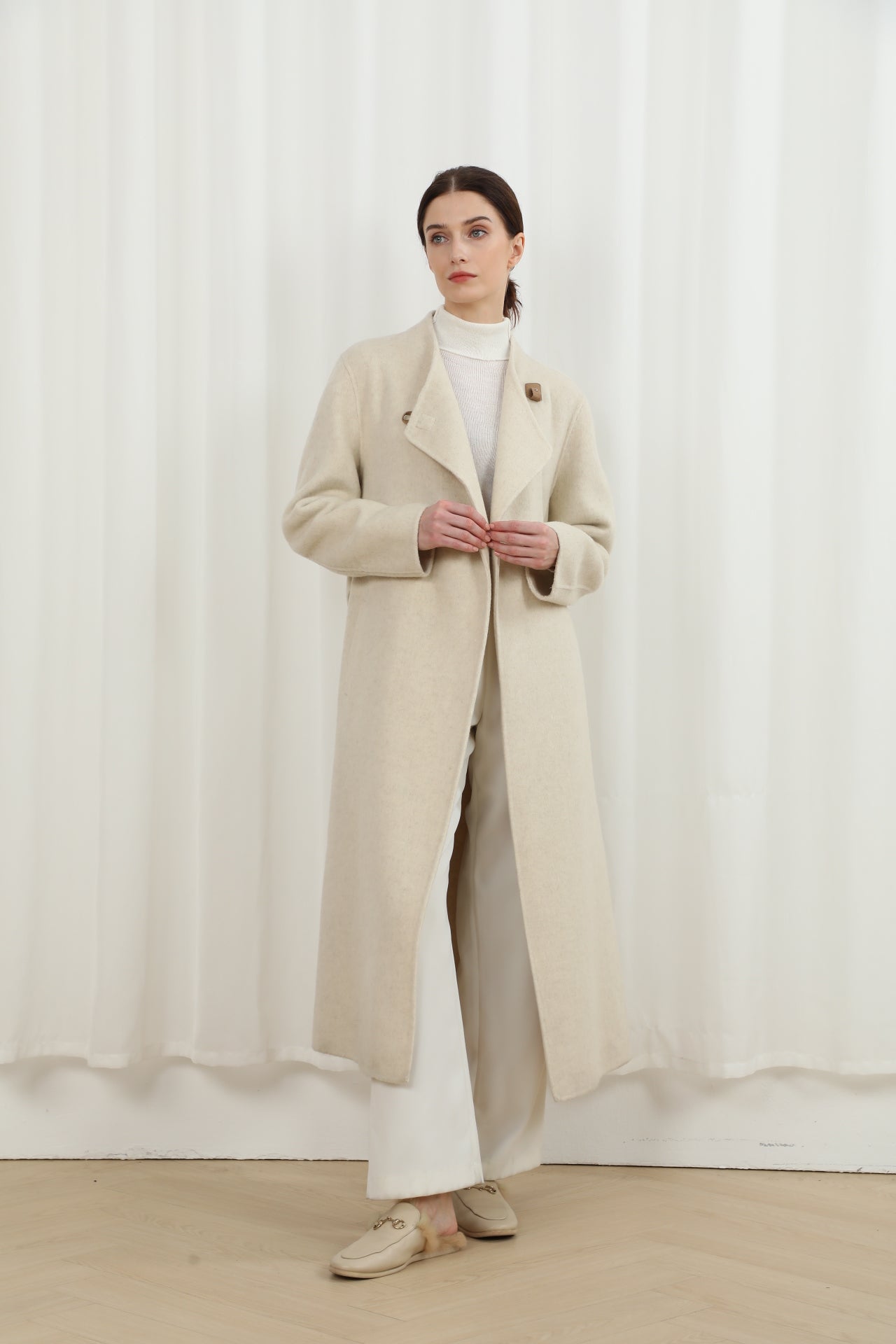 The Mayfair Structured Coat with Genuine Leather Accents 99007-2