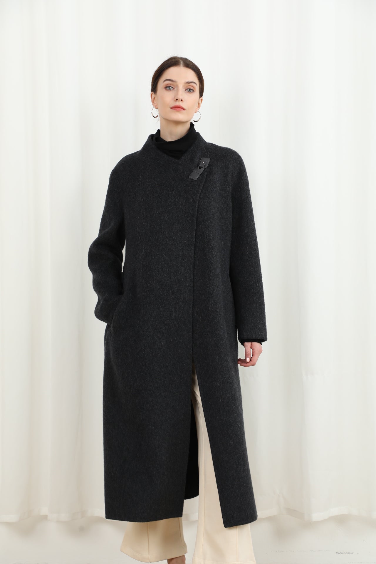 The Mayfair Structured Coat with Genuine Leather Accents 99007-2