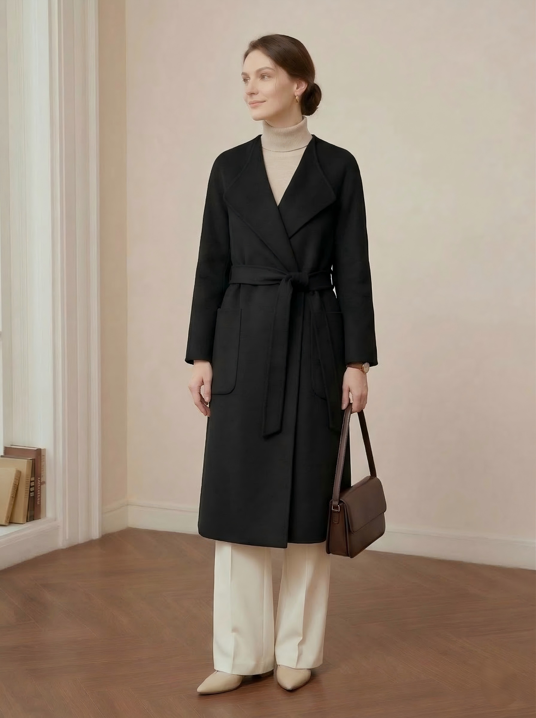 The Cotswolds Draped Pure Wool Wrap Coat M26101