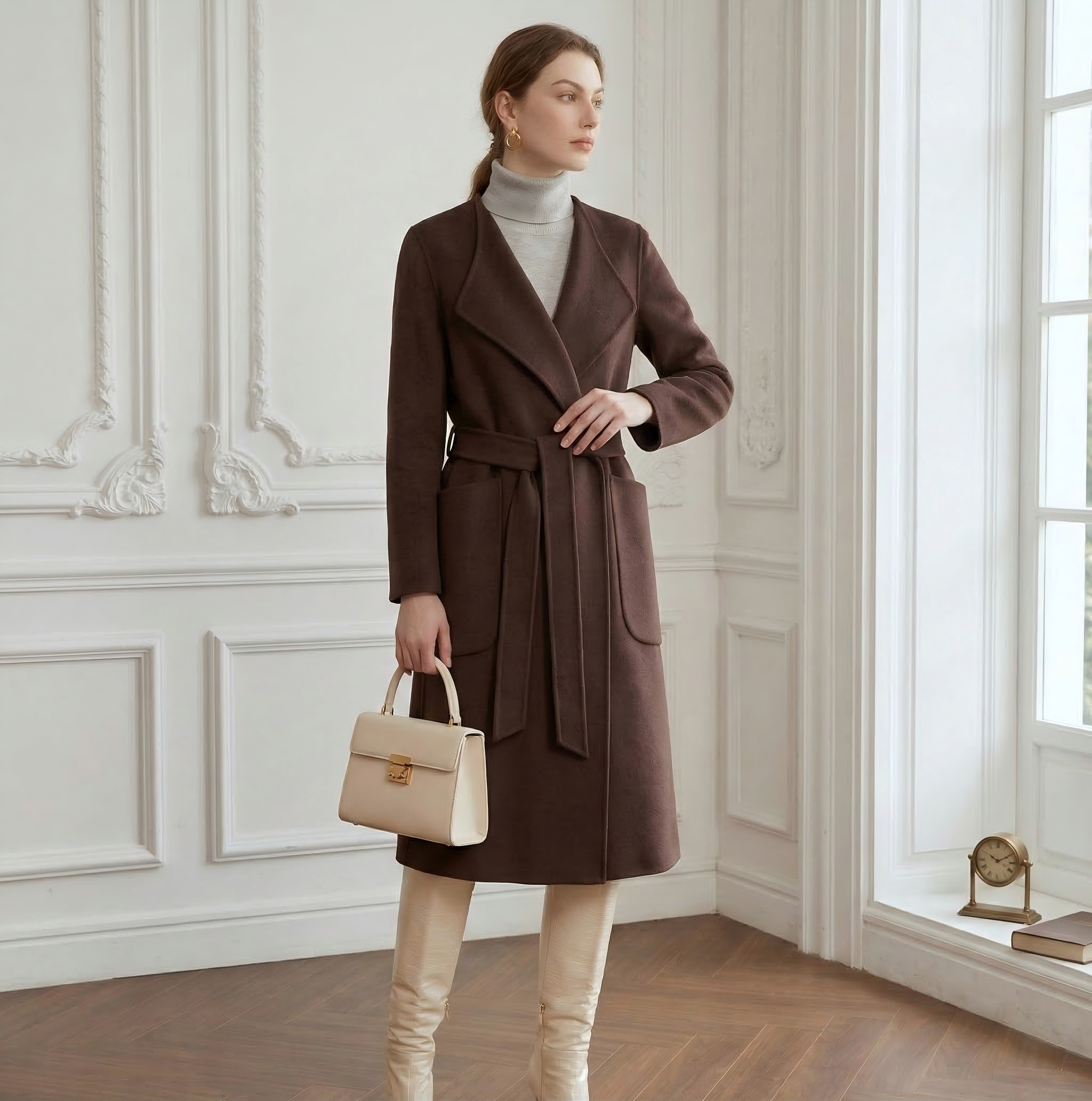 The Cotswolds Draped Pure Wool Wrap Coat M26101
