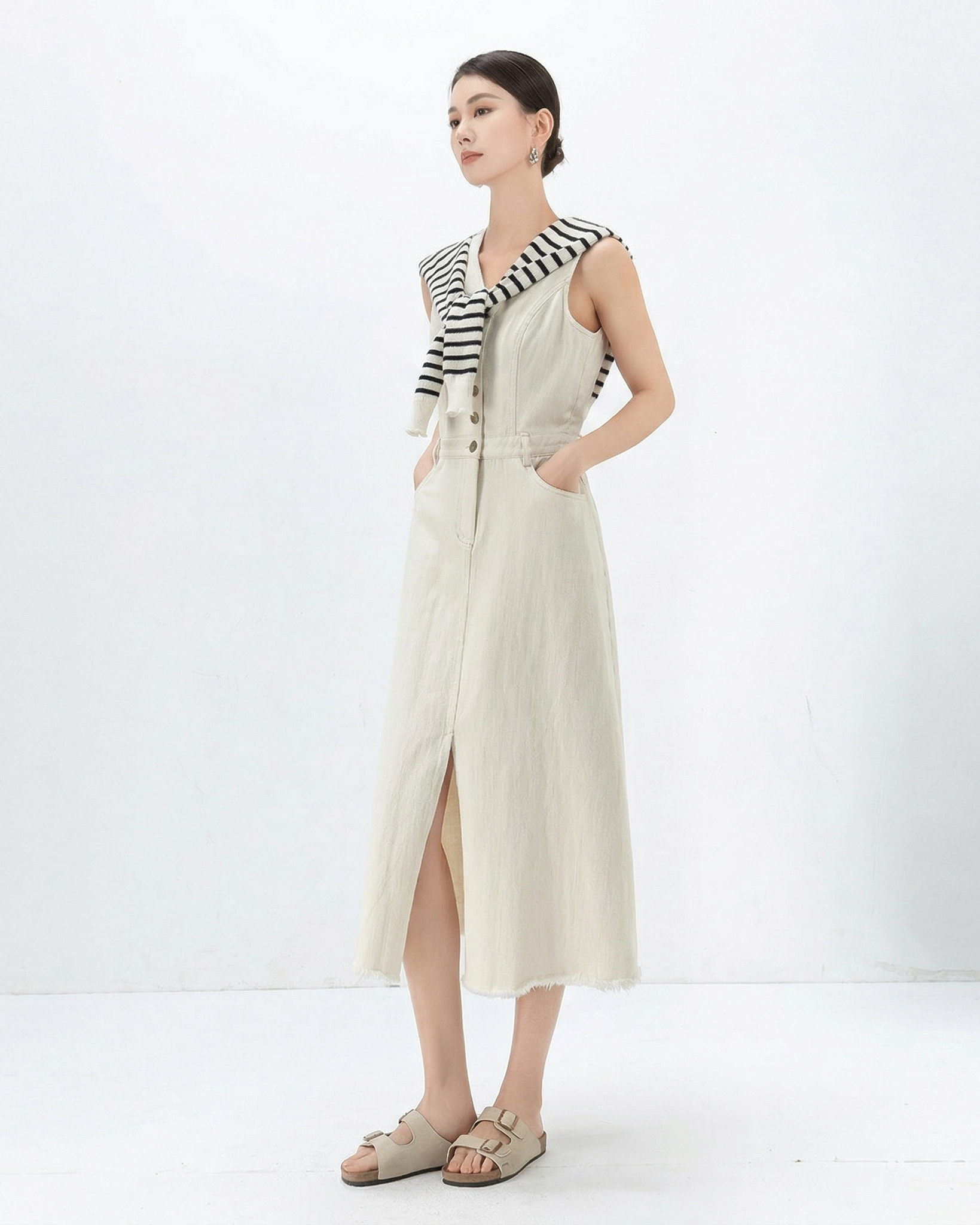 The Antibes Tailored Pure Cotton Midi Dress