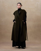 100%Wool sleeveless dress with belt(QMA751)