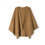 Camel wool shawl, front view on white background