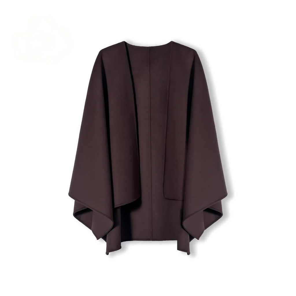 Coffee wool shawl, front view on white background