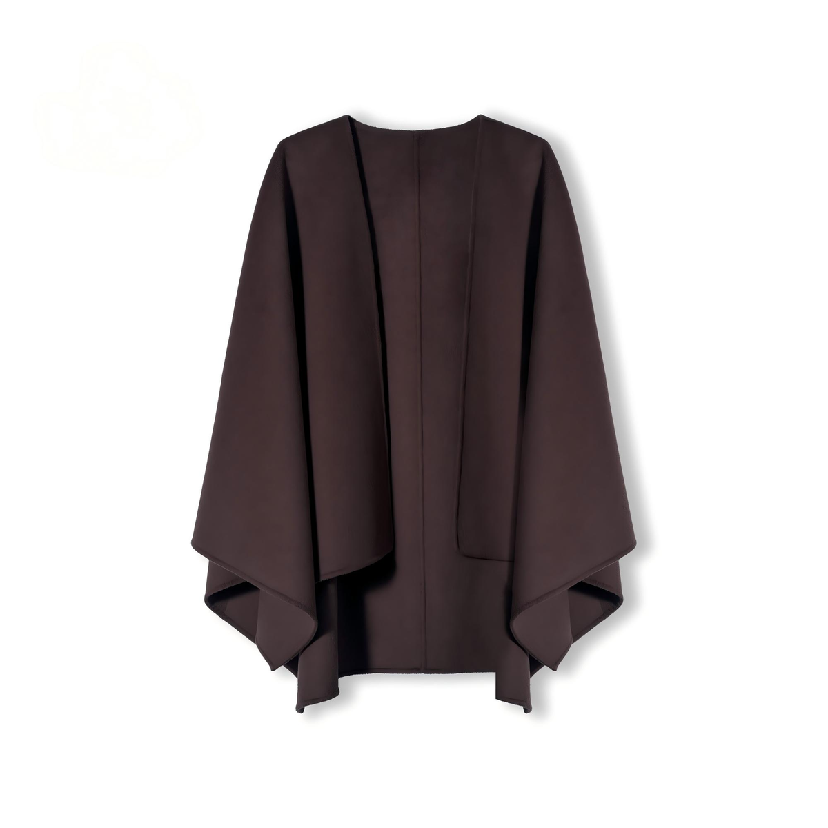 Coffee wool shawl, front view on white background