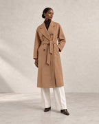 801-10 in Camel — belted styling view; AI-assisted model visualisation.