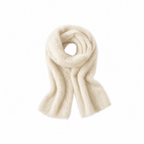 Ivory brushed scarf coiled on a white background