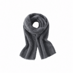 Grey brushed scarf coiled on a white background